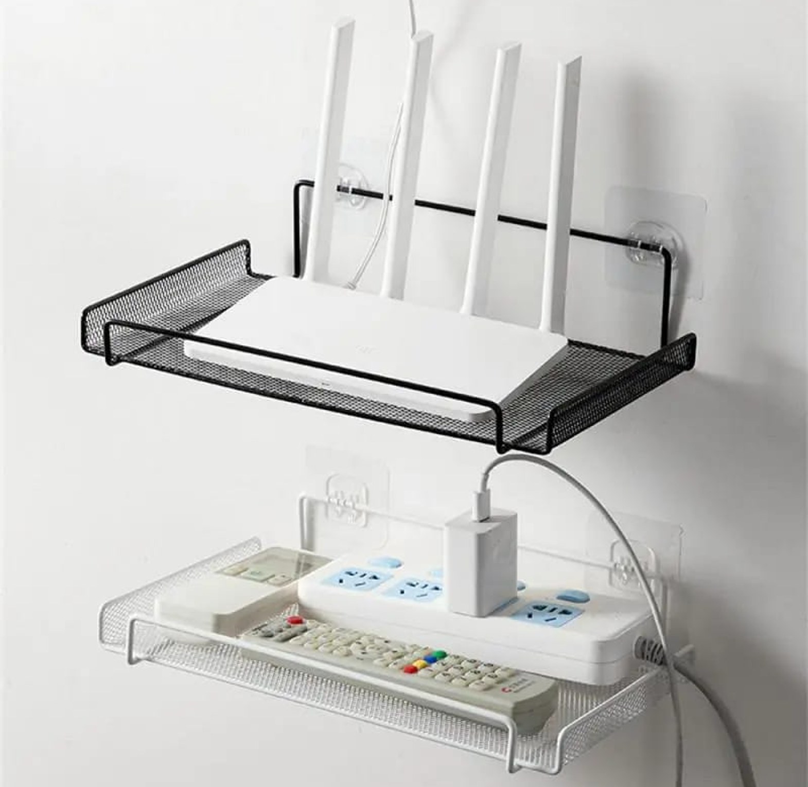 WiFi Router Shelf Wall Mount Shelf WiFi Router Storage Holder for Set Top Box Accessories image