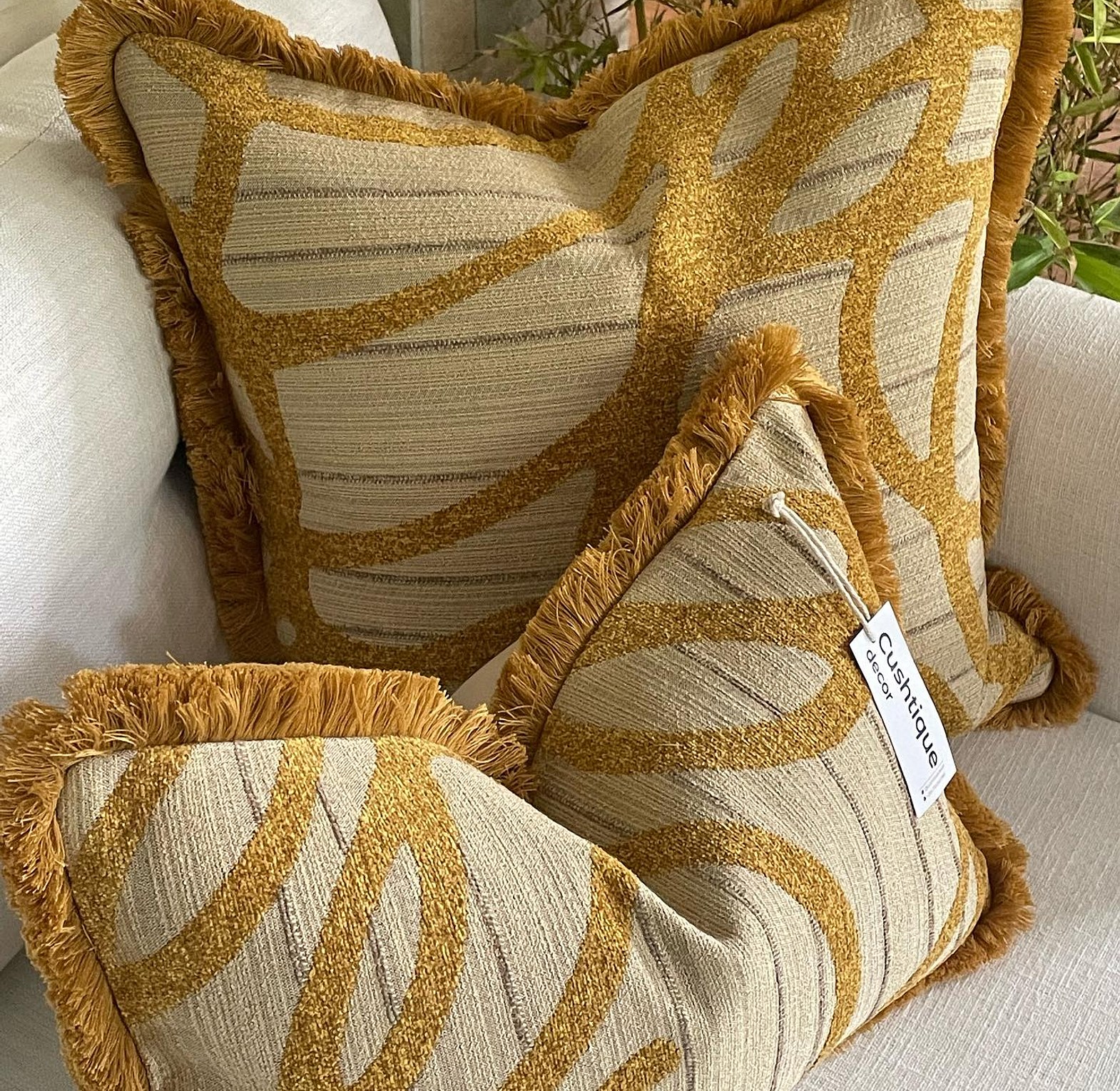 Vine Cushion paired with brushed fringe trim image