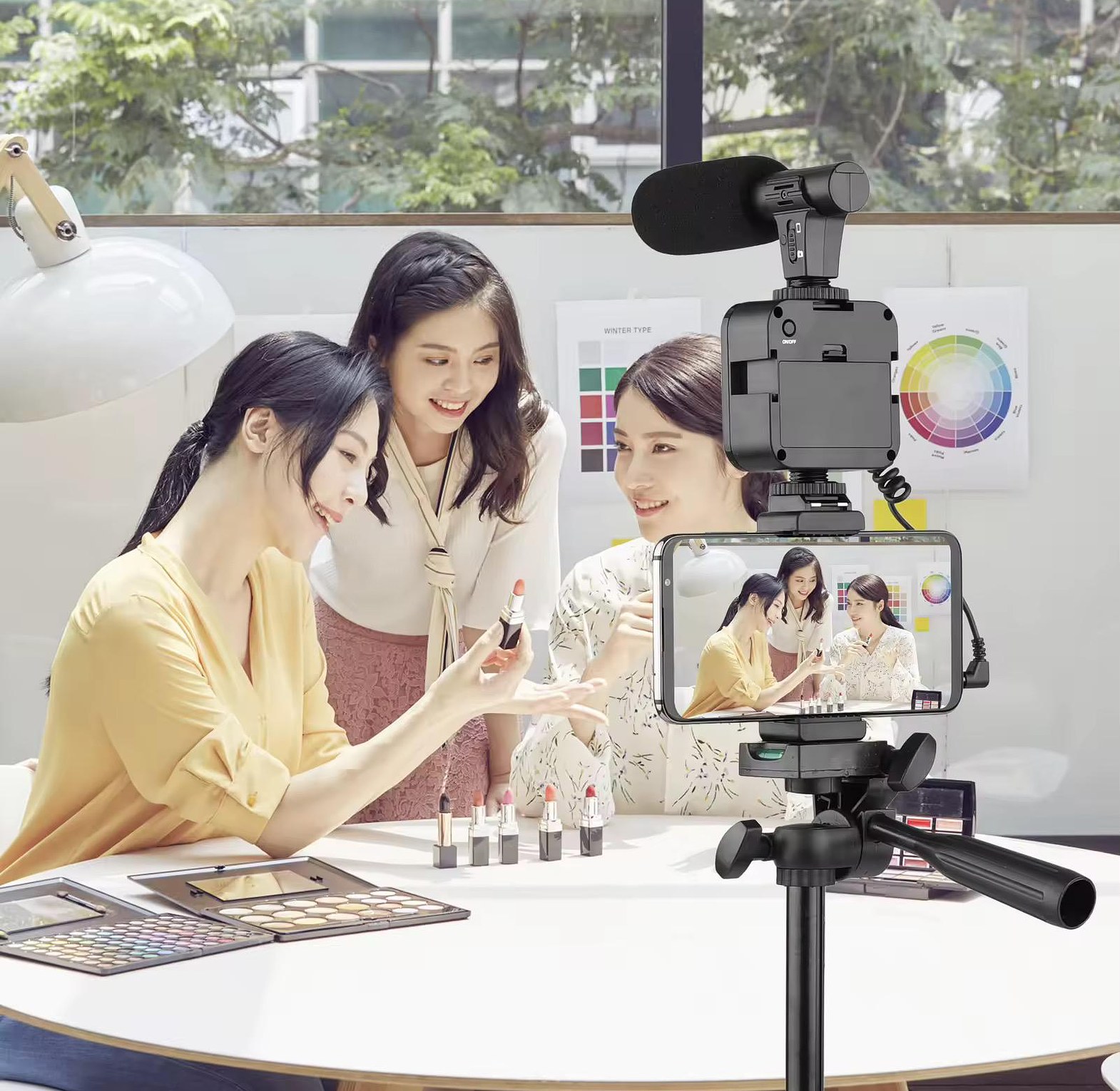 Smartphone Vlogging Kit, Tripod, Mic, Led Light, Remote image