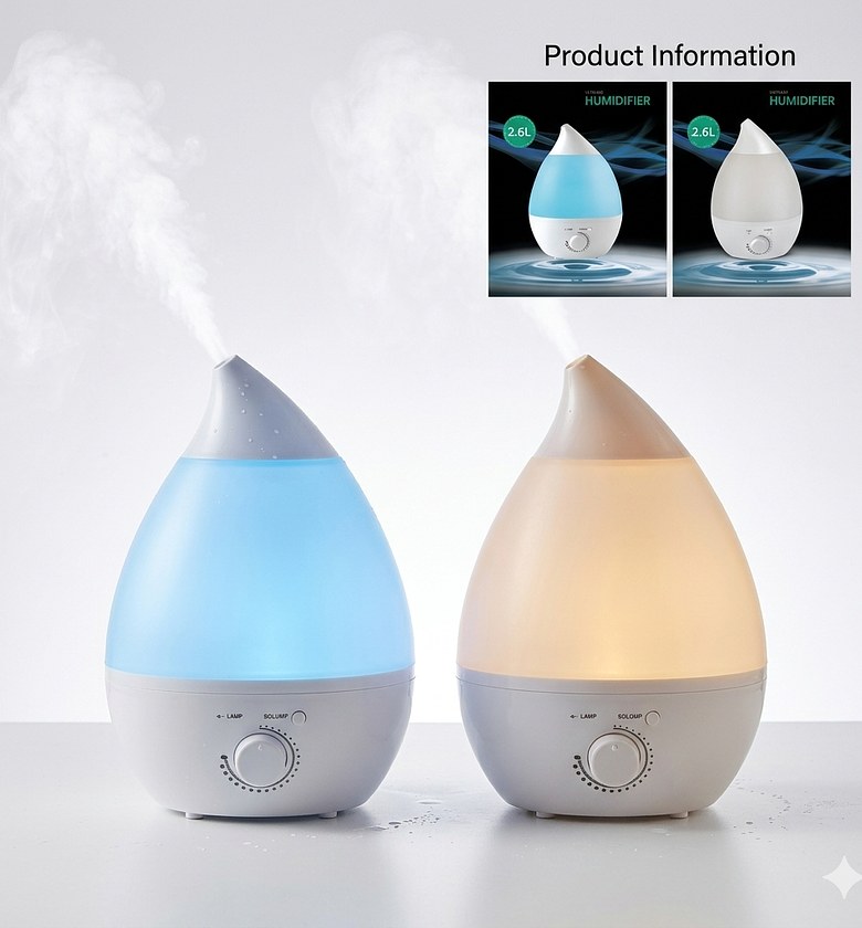2.6L Ultrasonic Cool Mist Humidifier & Aroma Diffuser for Home & Office - Anti-Allergy Air Purifier image