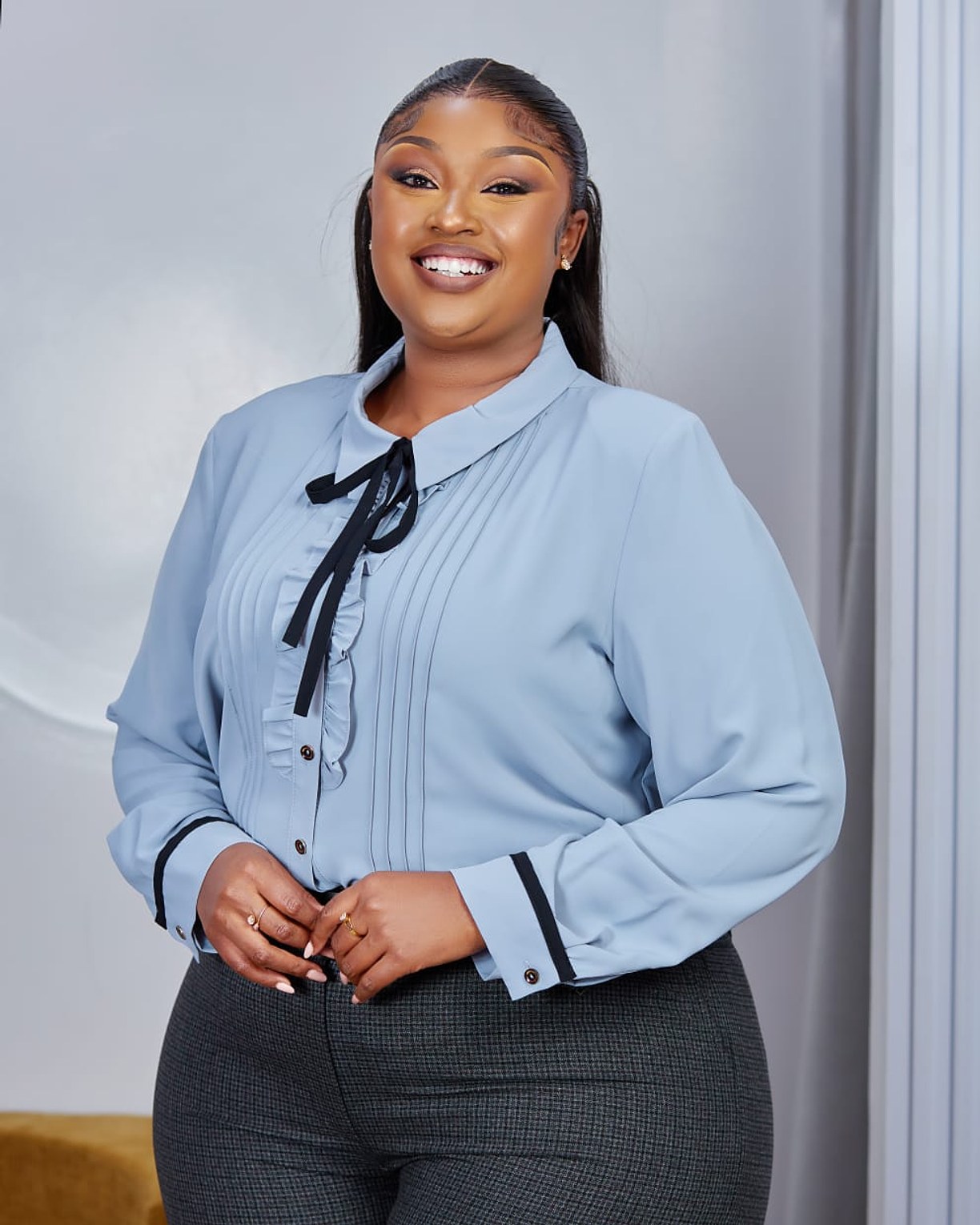 Elegant Grey Satin Blouse image