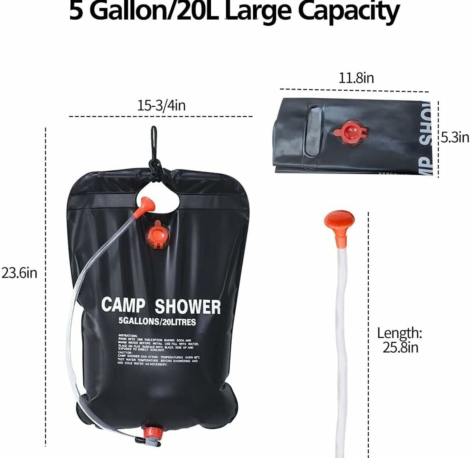 Hot Selling 20LTR PVC Solar Hot Water Shower Bag 20ltrs Portable Thickened Foldable Bath Bag Large Capacity Water Storage Shower Tool Outdoor Sport Travel Picnic Camping image