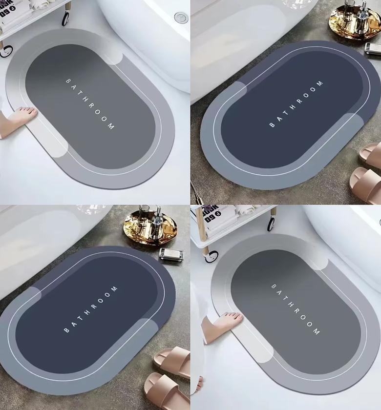 Instant Quick Dry Bathroom Mat Non Slip Absorbent Diatomite Bath Rug image