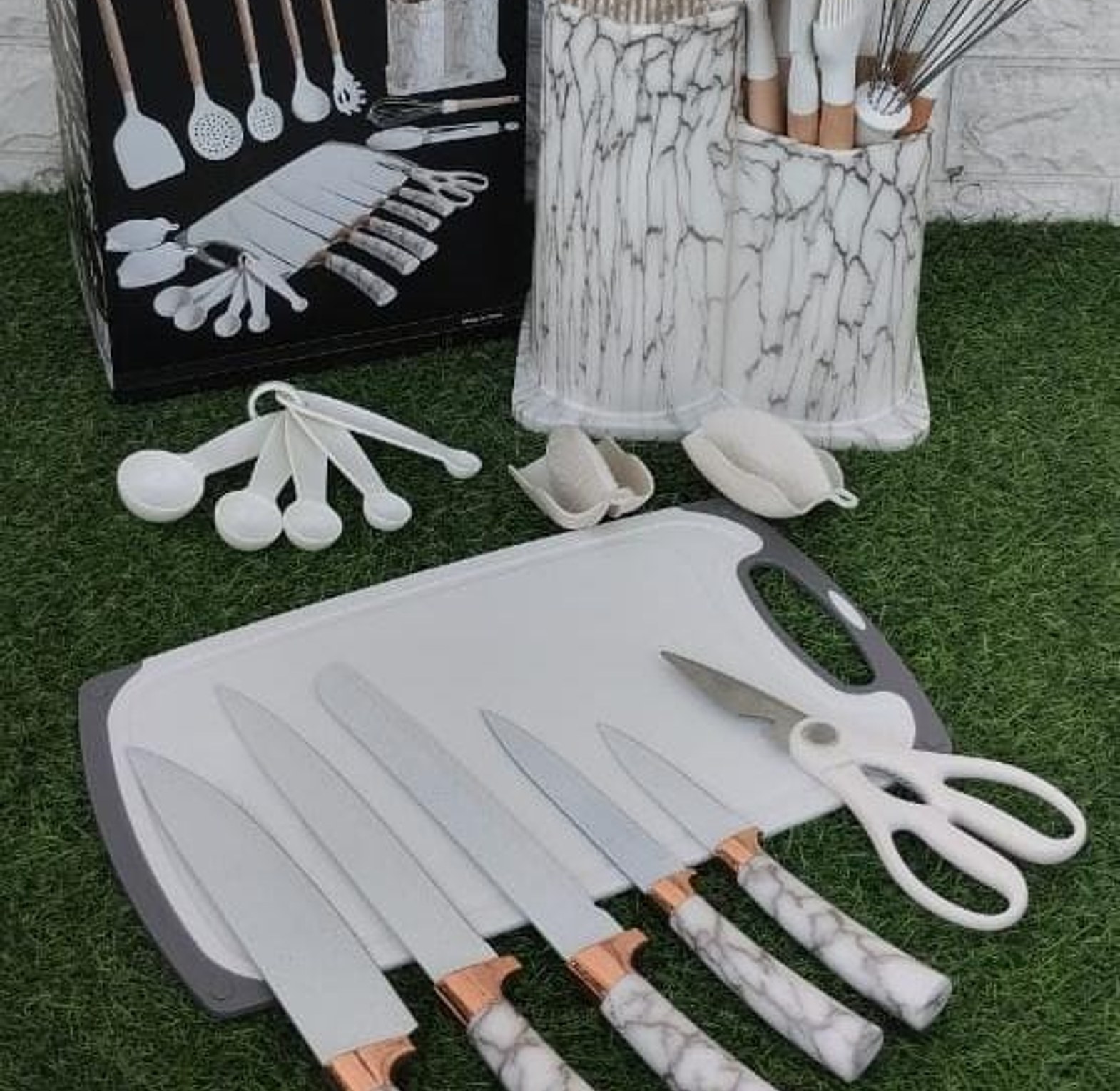 Silicone Spoon Set  25-Piece Marble Design, Heat Resistant, Non-Stick, BPA-Free image