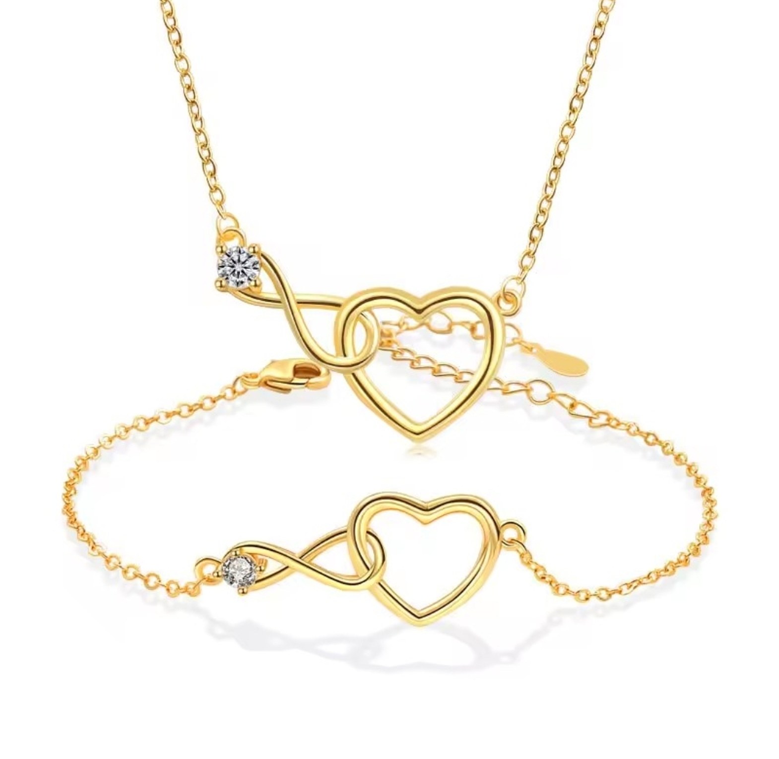 Forever Love Infinity Heart Necklace and bracelet set image