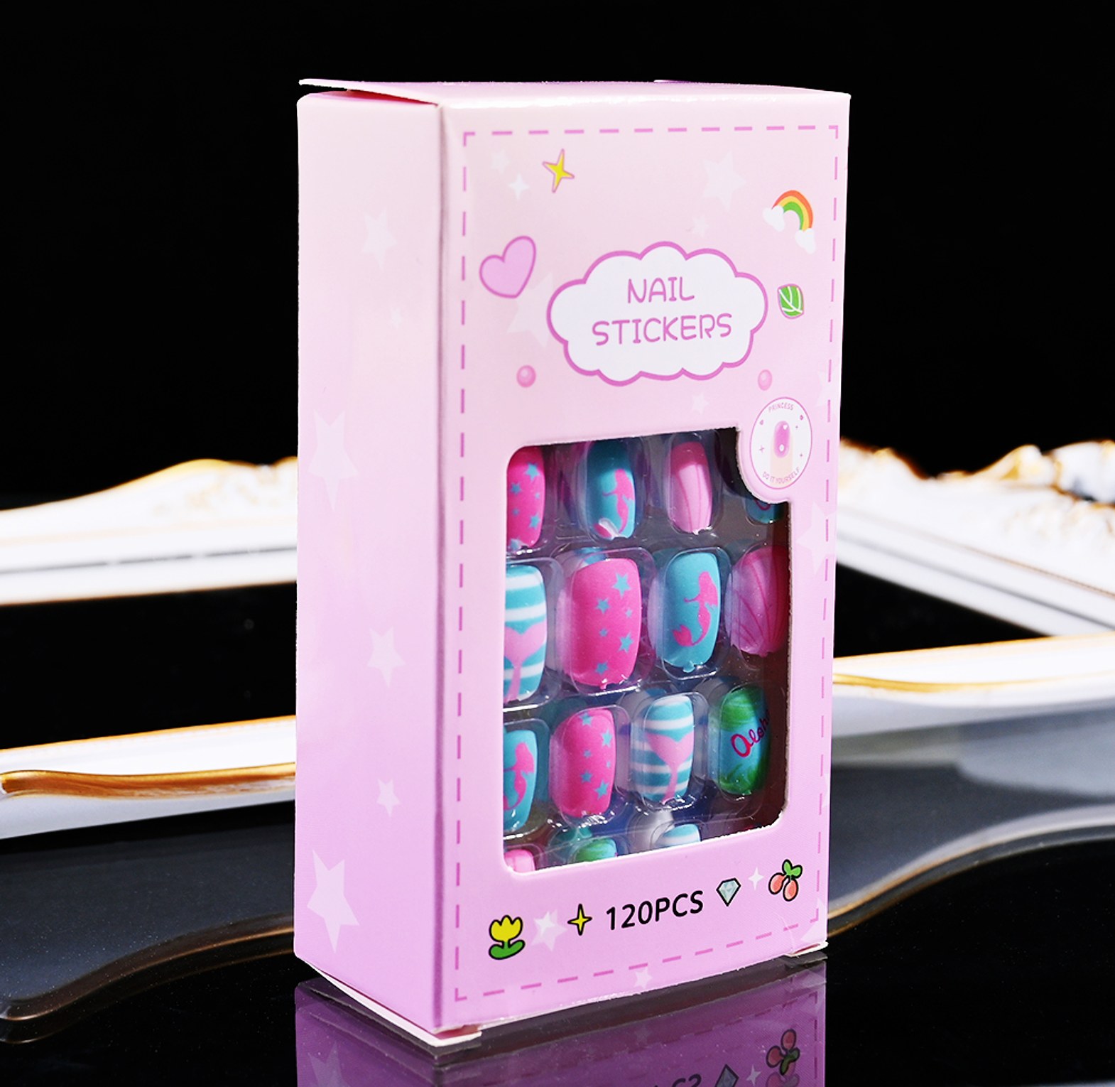 120 Piece Kids Fake Nails Set image