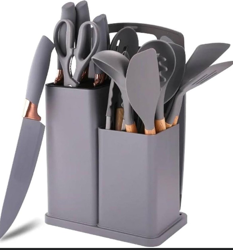 19 PCS Silicon Non-Stick Cooking Spoons Set - image