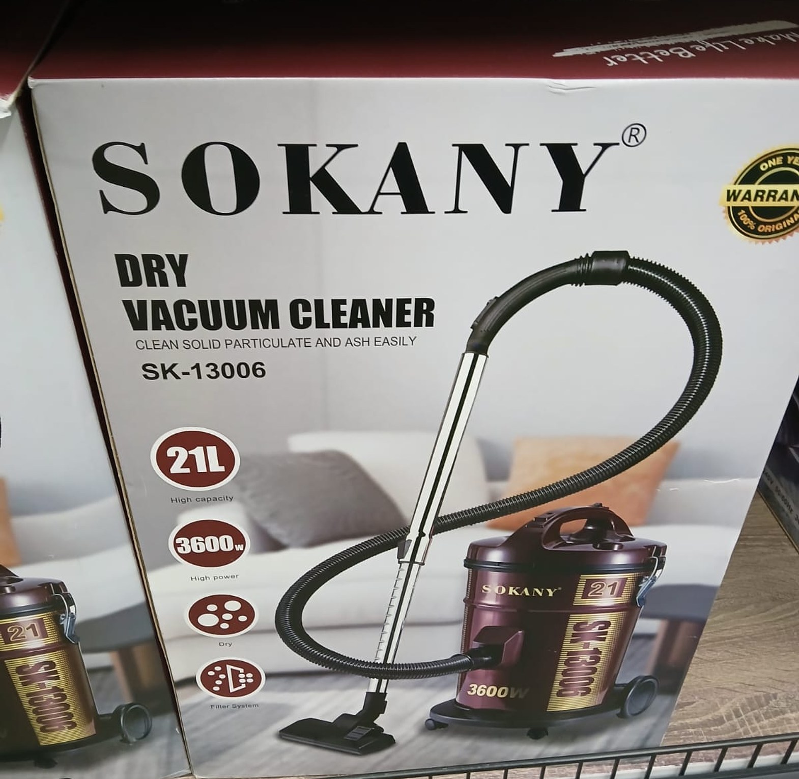 VACUUM  CLEANER. Sokany 21L Cyclone Dry Electric Vacuum Cleaner with Blower Attachment image