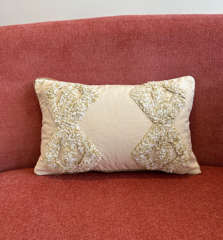 Luxe boho tufted cushion cover in beige image
