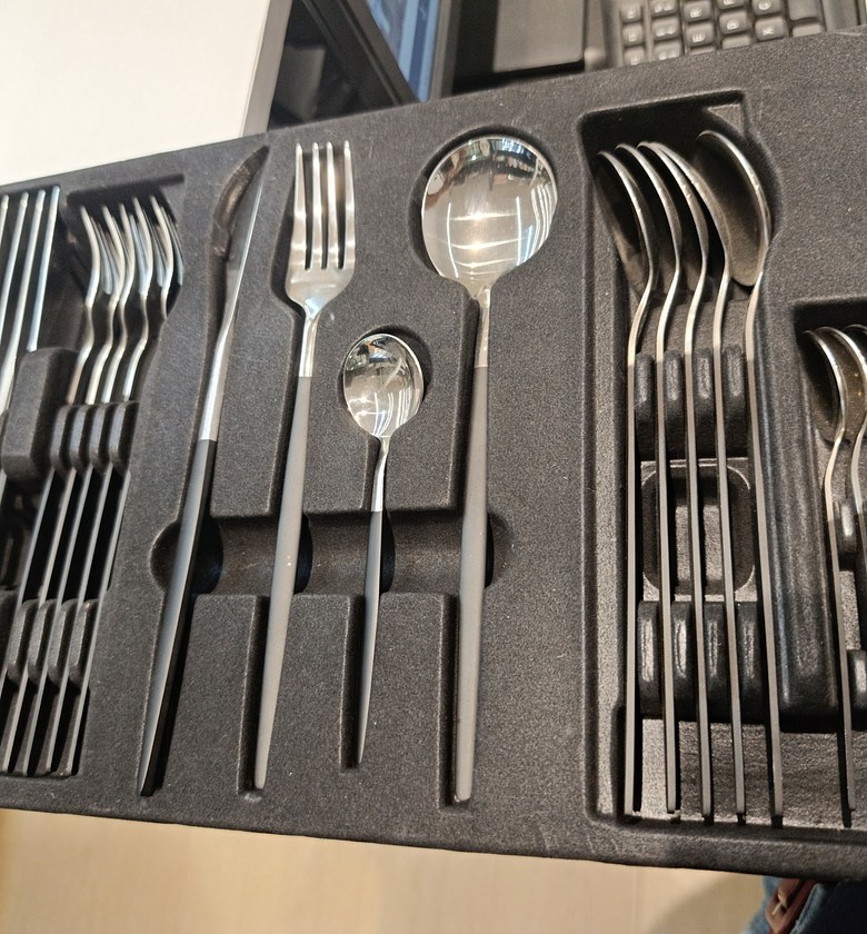 Stainless steel and gold spoons image