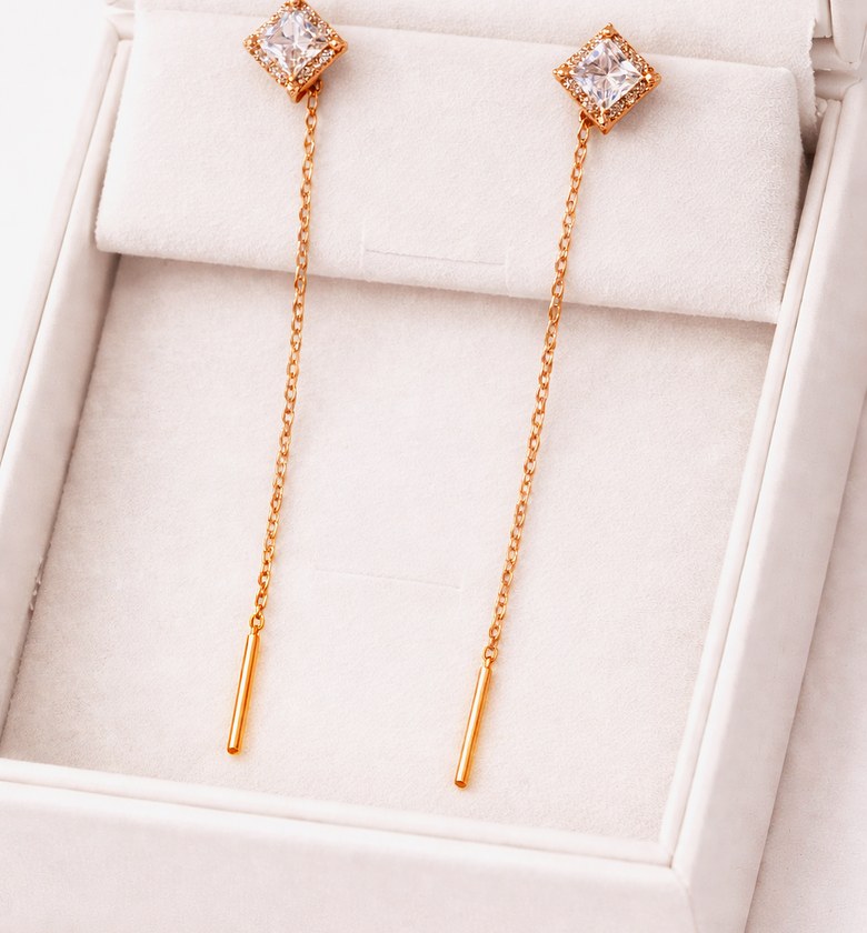 Diamond drop Long earring image