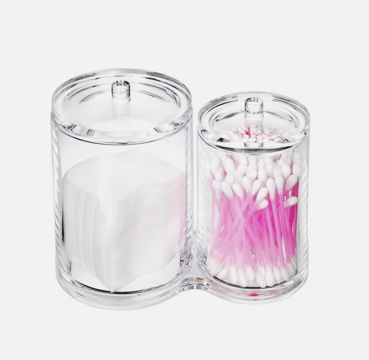 2-in-1 Clear Acrylic Makeup Organizer & Cotton Bud Holder with Lid for Vanity Storage – Dustproof Cosmetic Dispenser image
