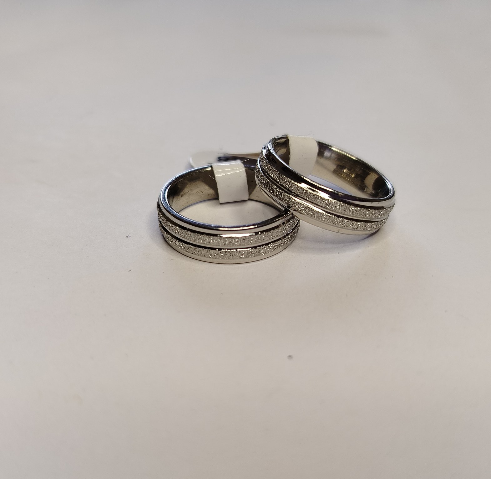 Frosted design silver stainless steel wedding rings  image