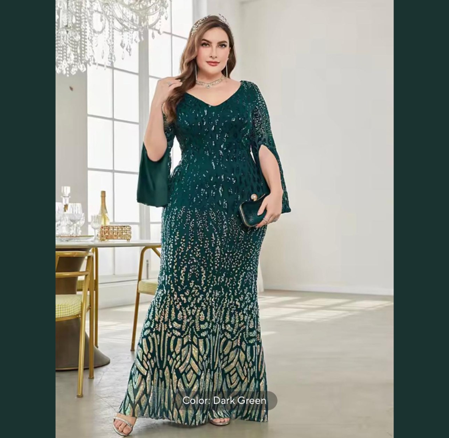 Monarch Sequin Cascade Mermaid Gown image