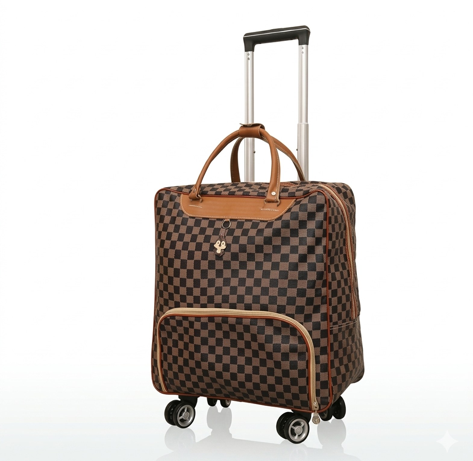 Premium Checkered 4-Wheel Pilot Case & Business Travel Suitcase - Durable Cabin Luggage image