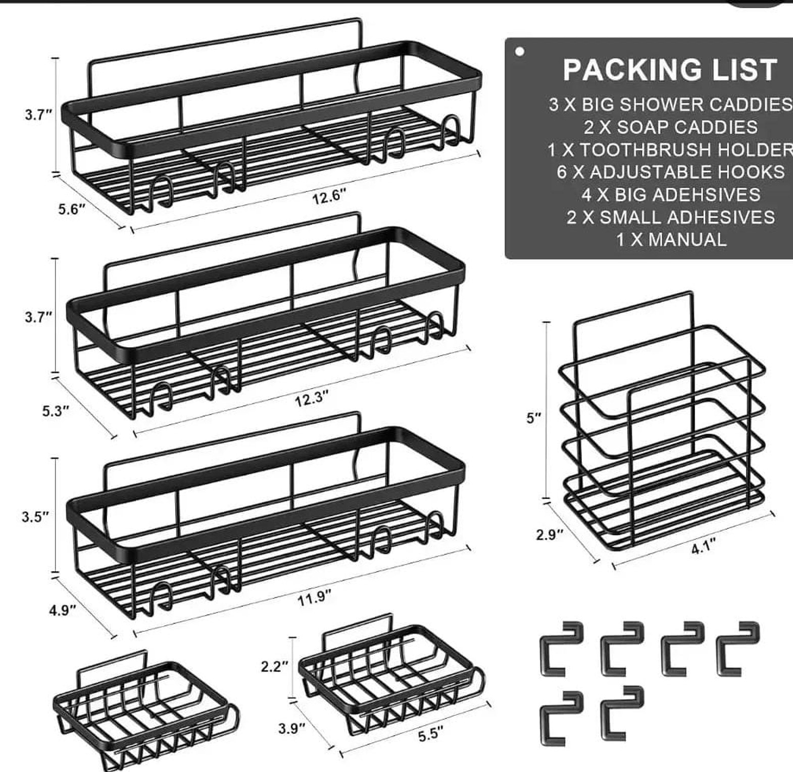 6pcs set Shower caddy shelf/Bathroom organizer image