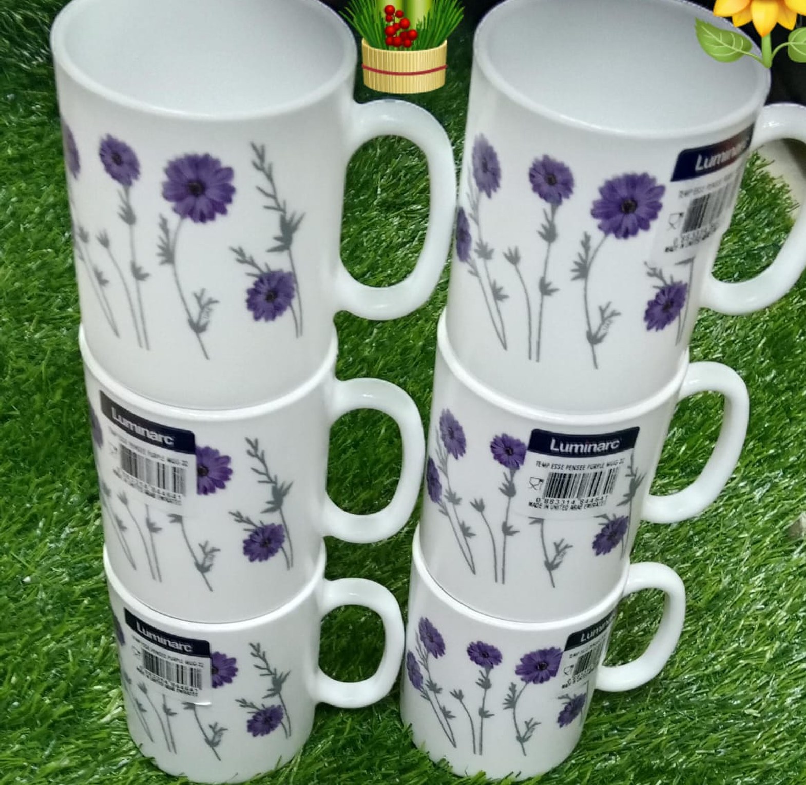 Luminarc 6 pc plain white mugs image
