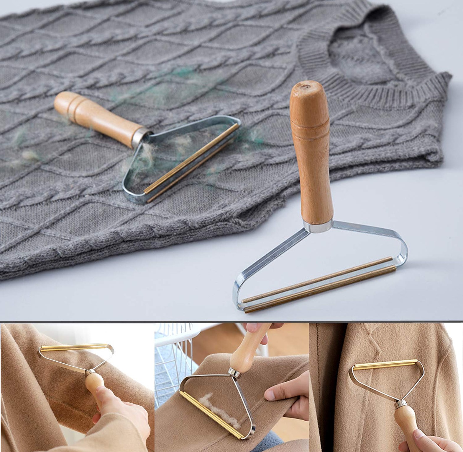 Manual Lint Remover & Portable Fabric Shaver for Woolen Coats, Carpets and Knitwear - Pro Lint Cleaner Tool image