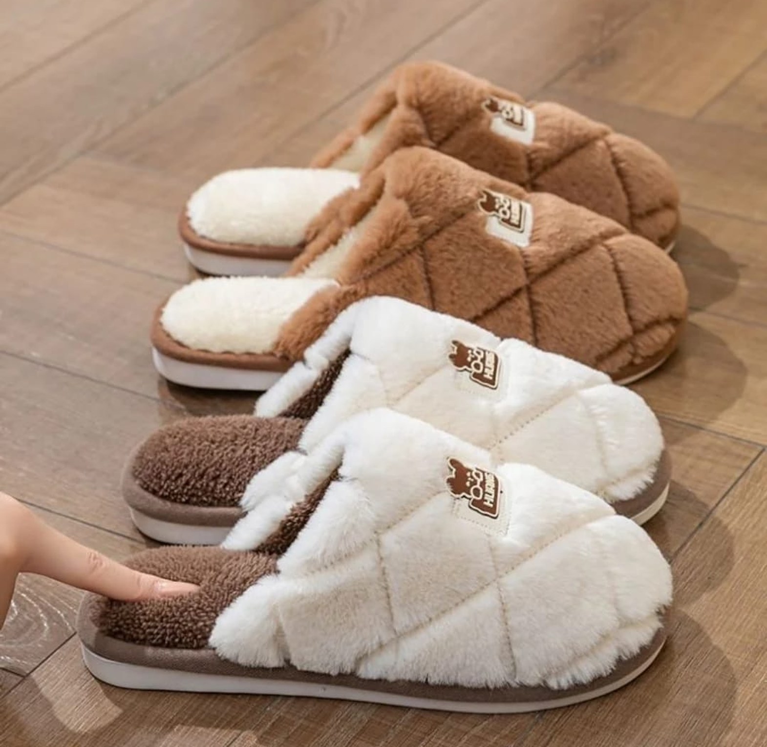 Autumn & Winter Warm Cotton Home Slides image