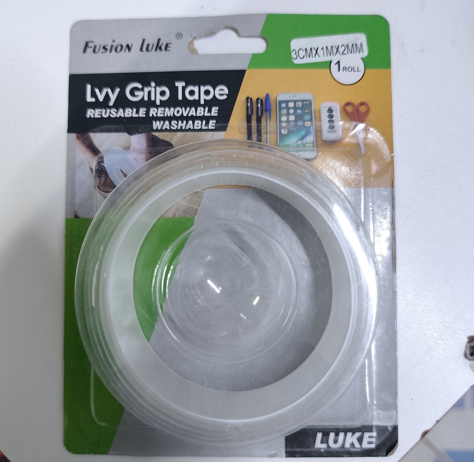 Fusion Luke Lvy Grip Tape Double Sided Nano Adhesive Mounting Tape, Reusable & Washable Heavy Duty Gel Tape for Home & Office - Nairobi, Kenya image