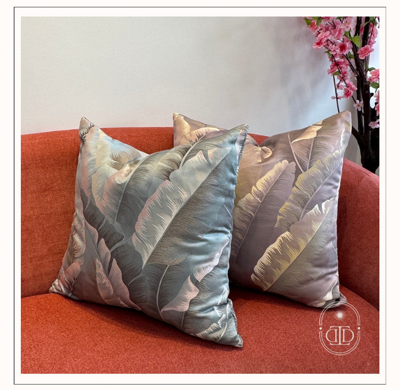 Pink tropical jacquard cushion cover (60 *60) image