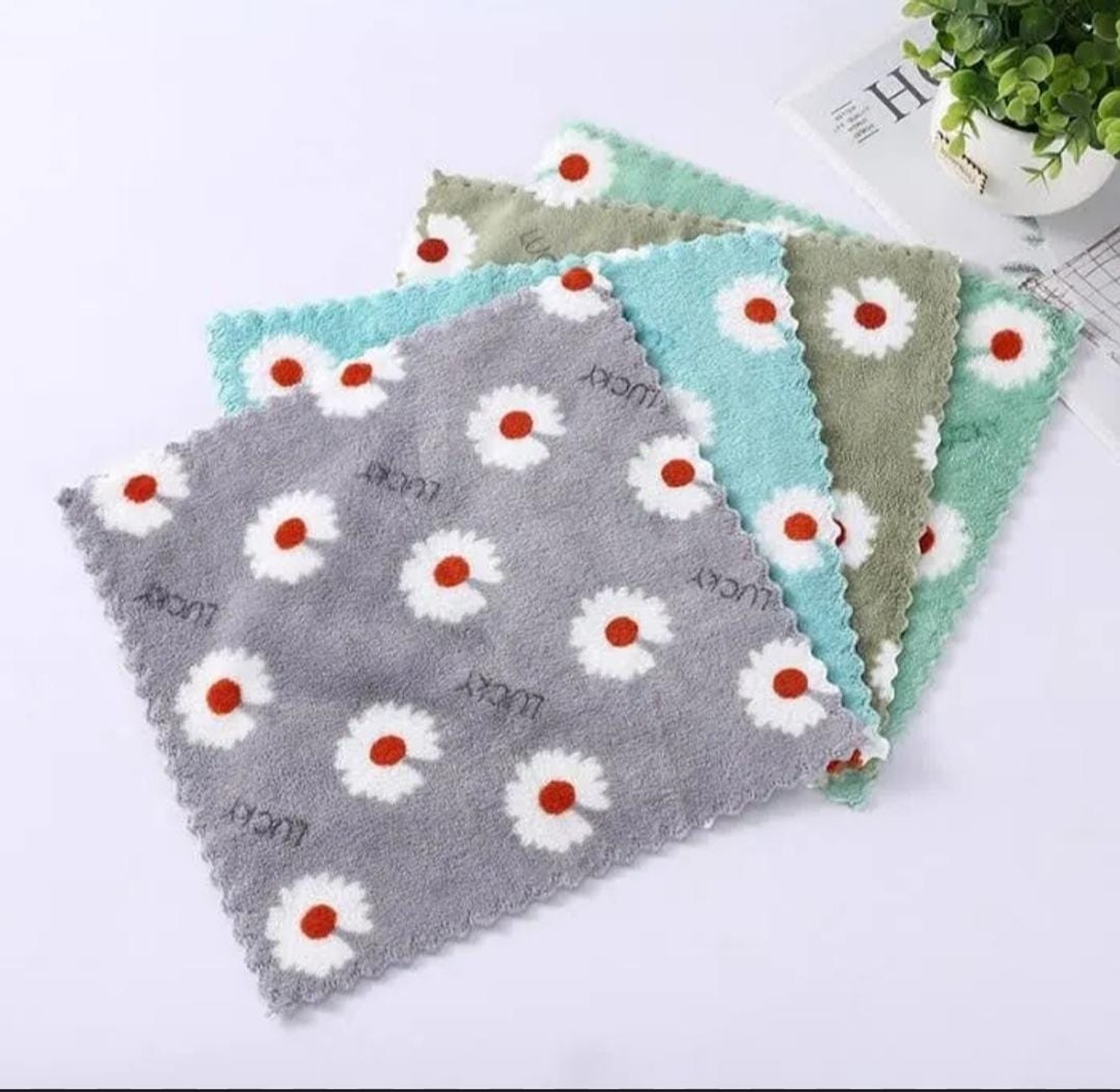 5pc Coral Fleece Square Absorbent Cloth or Towel image
