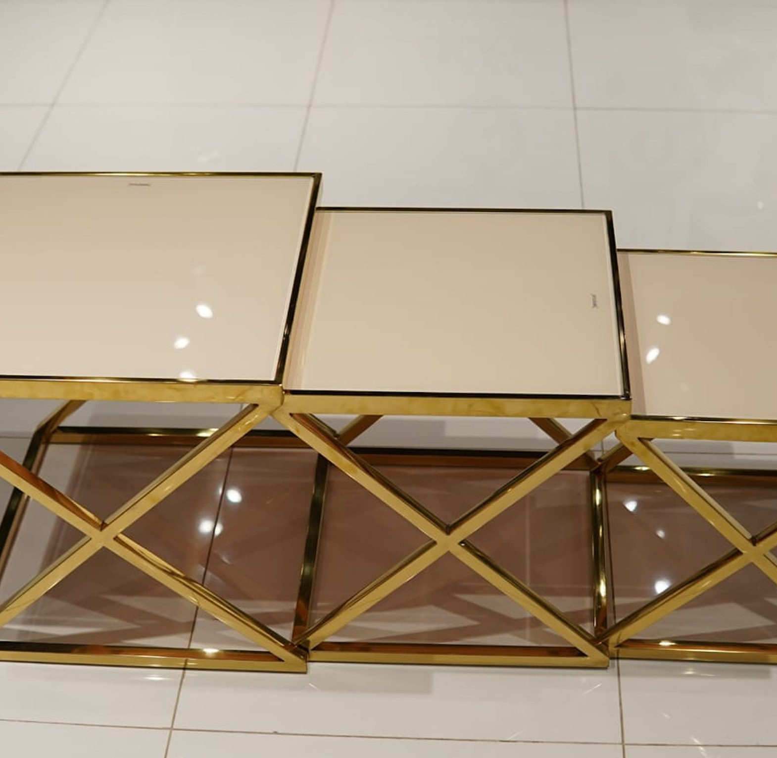 Nested Stool Set with Tempered Glass image