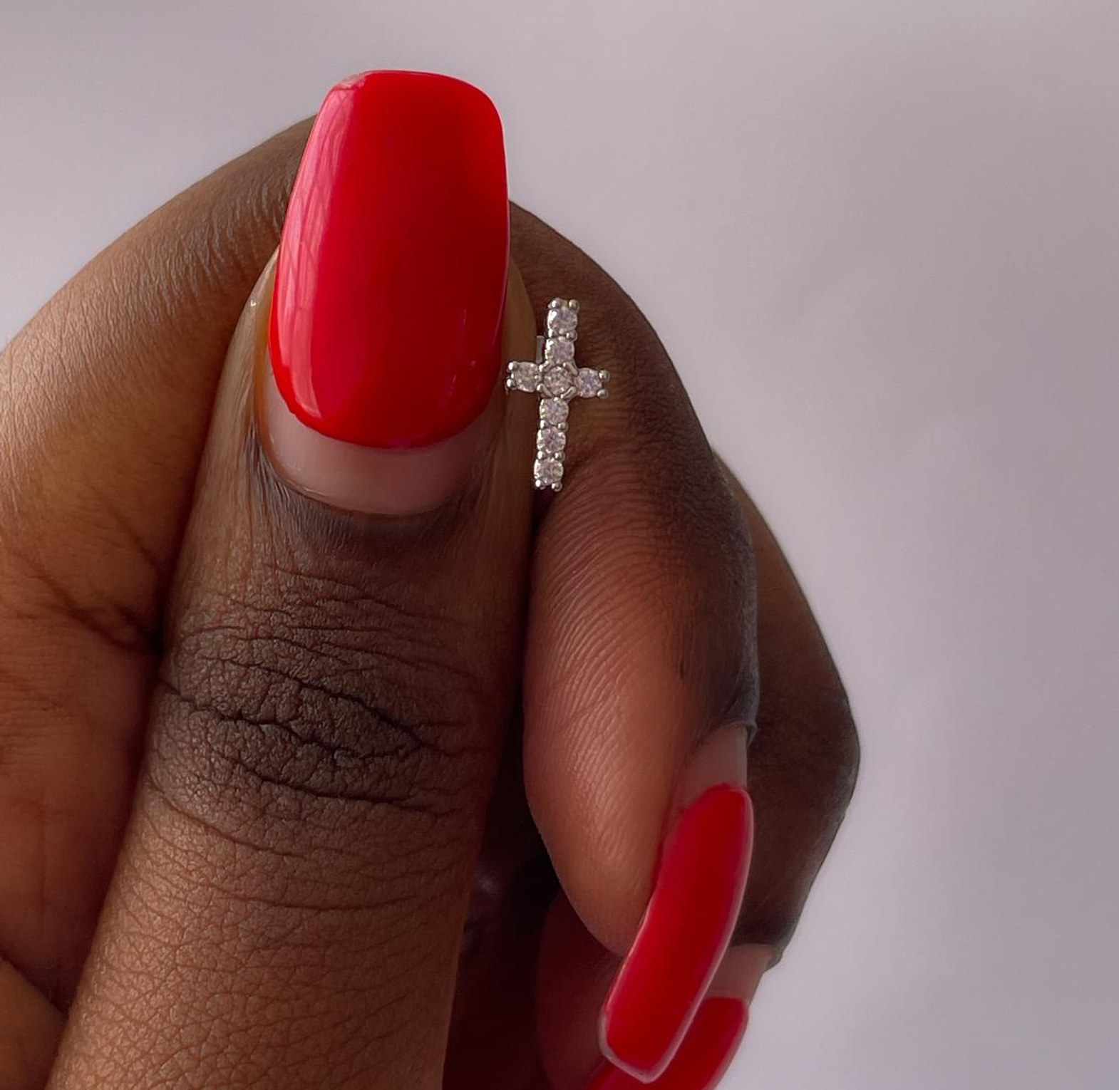 Stainless Steel Pave CZ Cross Stud Earring image