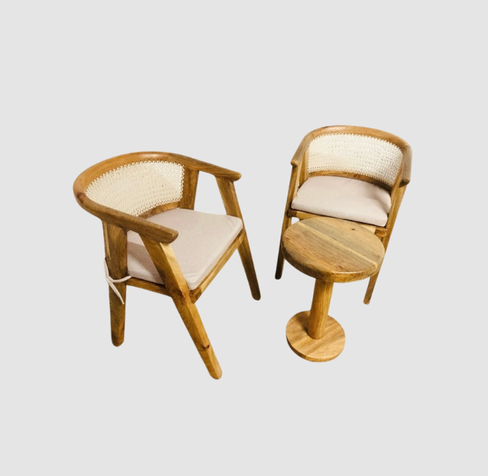 Rattan and Wood Accent Chair Set image