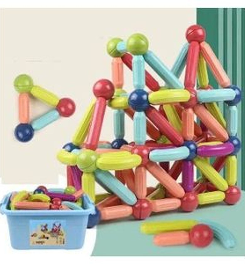 Magnetic Sticks. 96Pcs Fun Magnetic Balls And Rods Set Building Blocks Magnets For Kids, Learning & Education Toys, Magnetic Sticks Blocks, Montessori Toys For Kids. PLS WATH THE VIDEO BELOW image