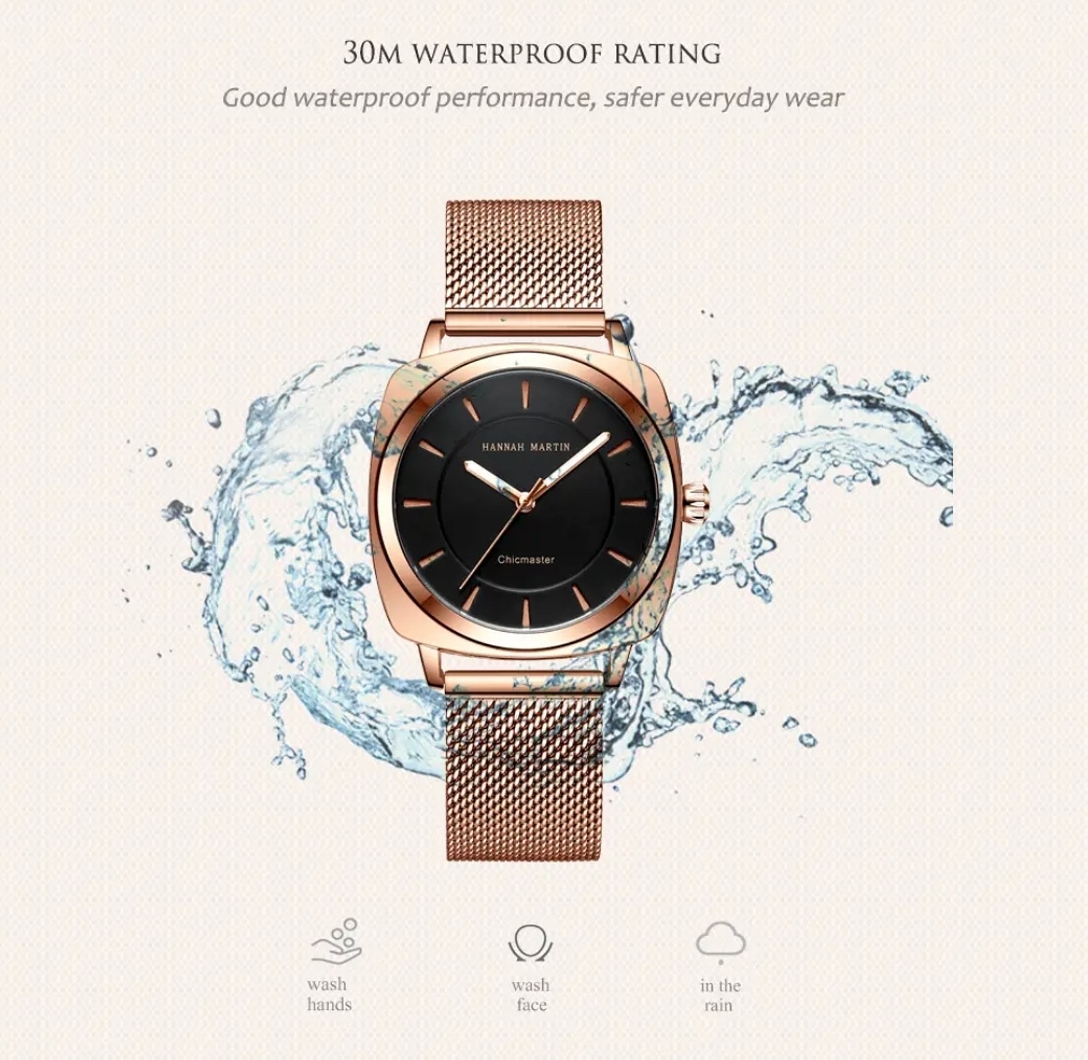 Double Layer Hollow Design Waterproof Stainless Steel Hannah Martin Luxury Watch for women  image