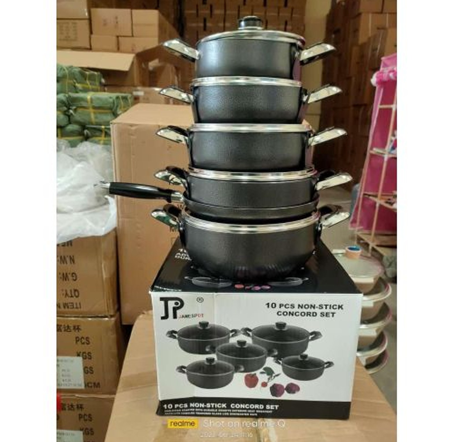 SPECIAL OFFERS. JP Jamesport 10Pcs Heavy Duty Non-Stick Granite Cooking Pot. GOOD QUALITY HIGHLY RECOMMENDED image