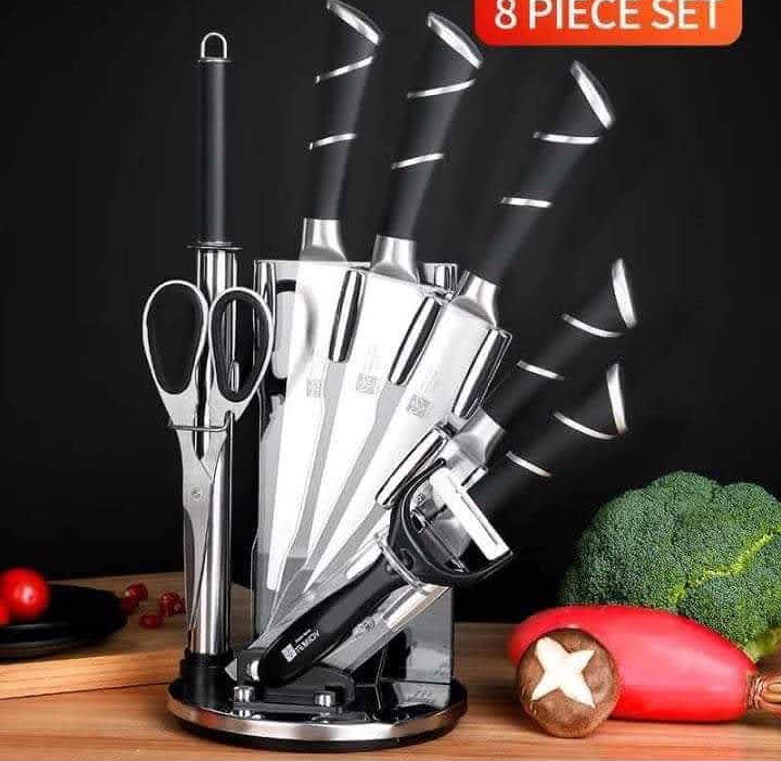 Germany Unique Knife Set 9pcs Black image