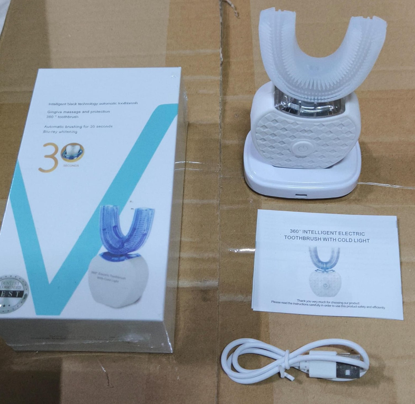 360 Intelligent Electric Toothbrush U-Shaped Automatic Whitening Brush with Charging Base – Sonic Smart Dental Care image
