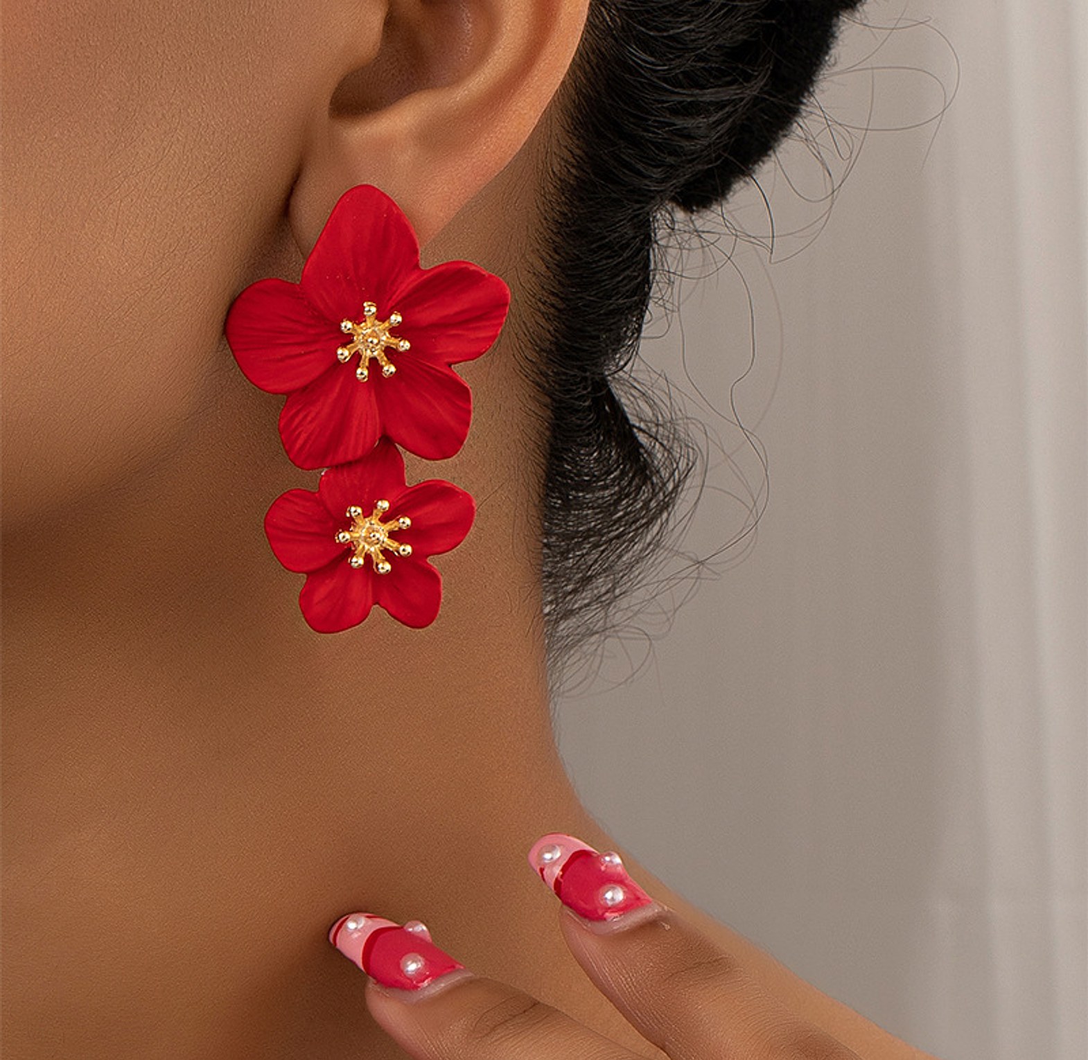 Large flower earrings  image
