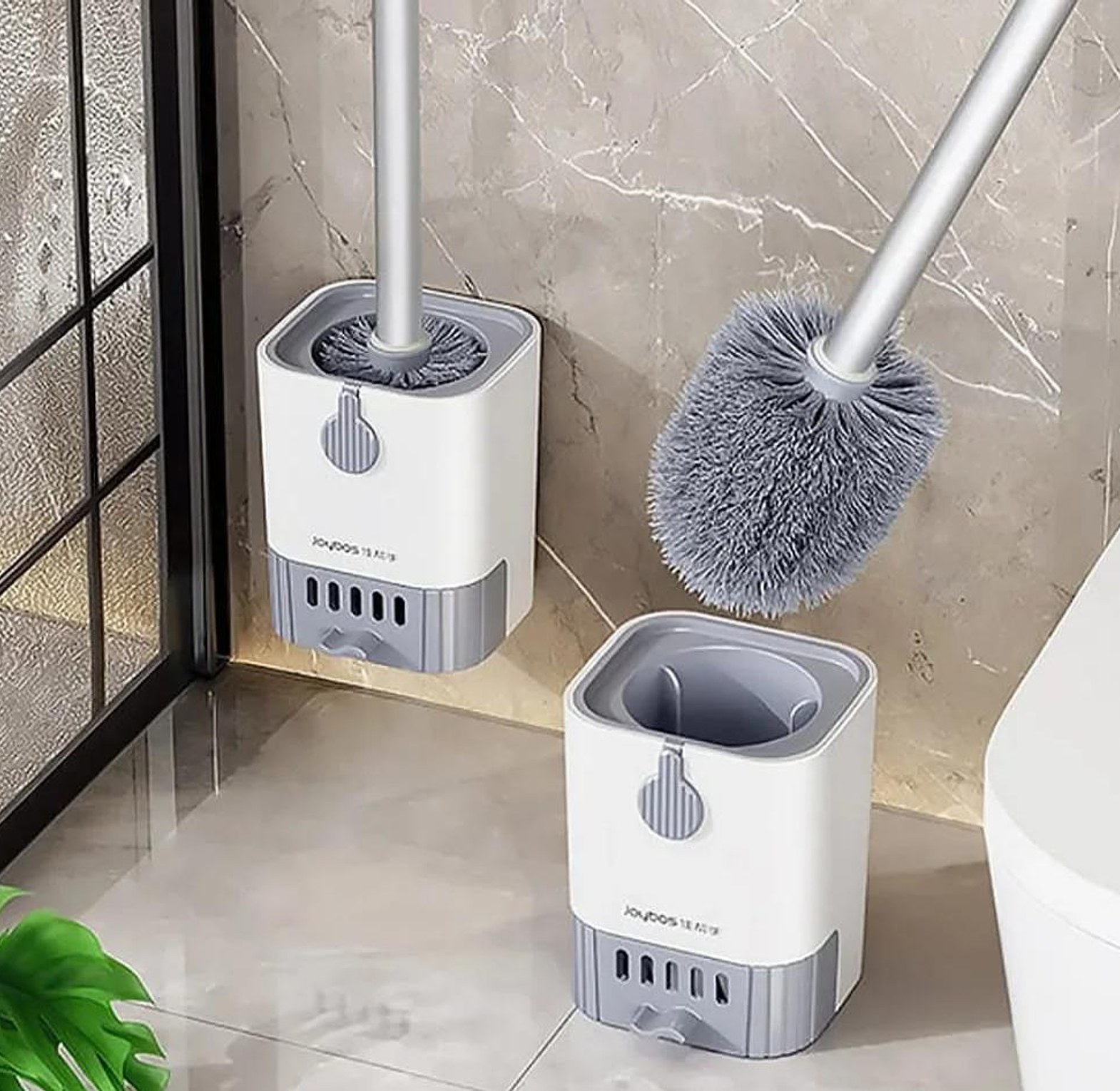Wall Mounted Long Handle Toilet Cleaning Brush With Holder image