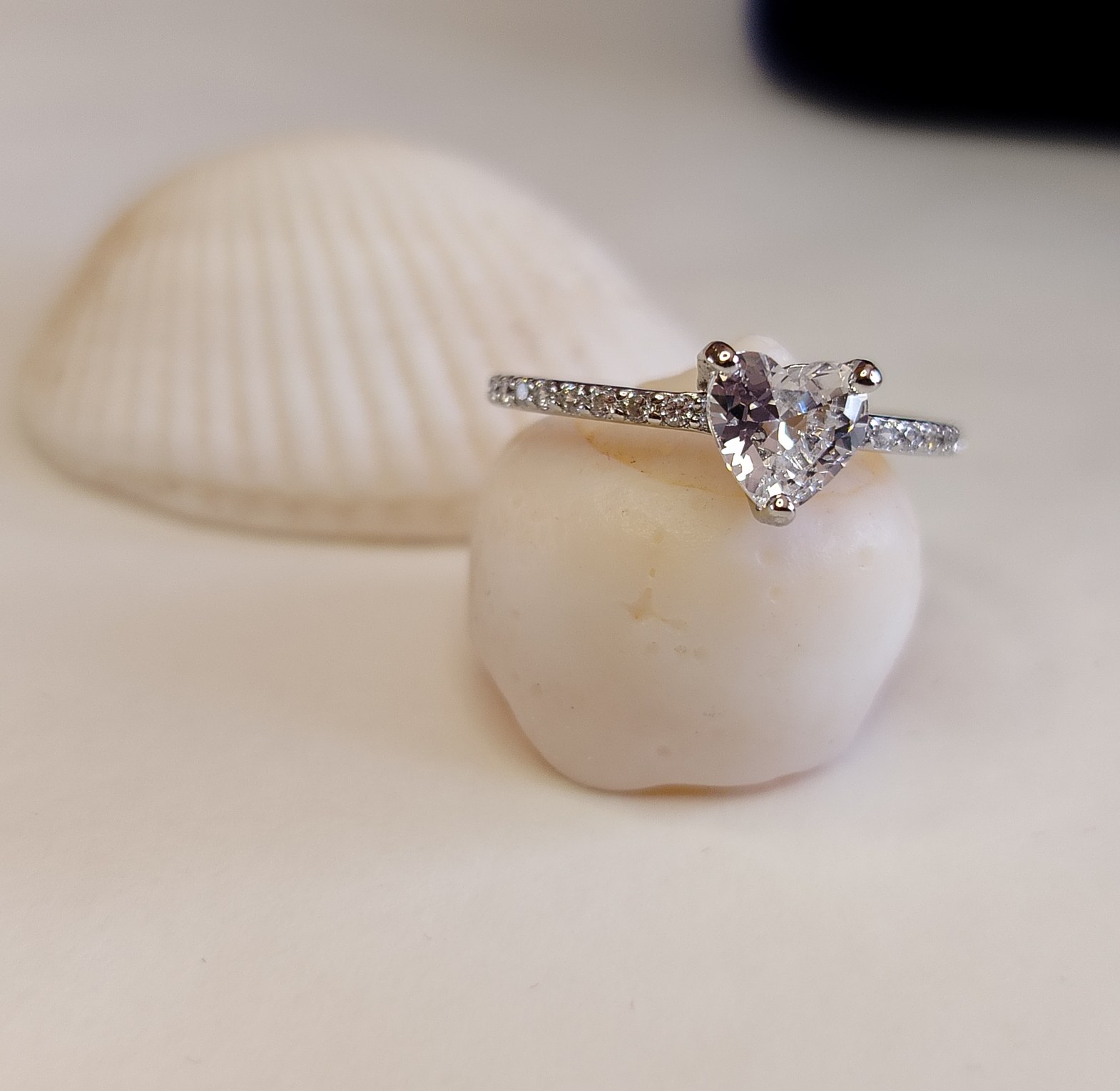 Heart sterling silver engagement ring  image