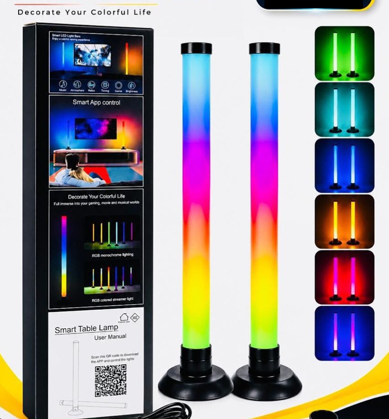 Smart RGB LED Table Lamp 31cm 2 Pieces Set App Controlled Ambient Lighting for Gaming and Bedroom Decor image