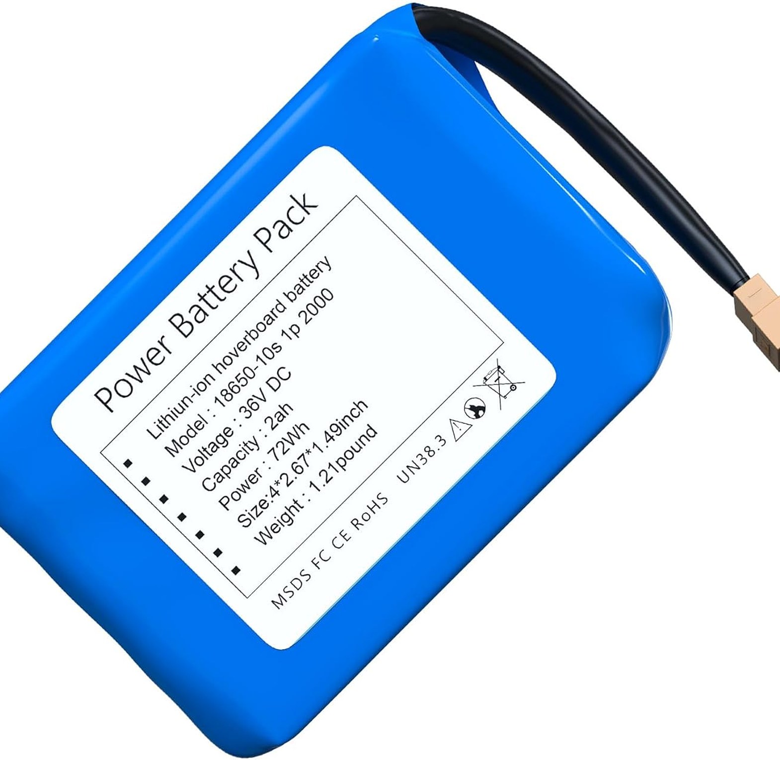 Hoverboard Battery 36V Lithium Rechargeable Battery image