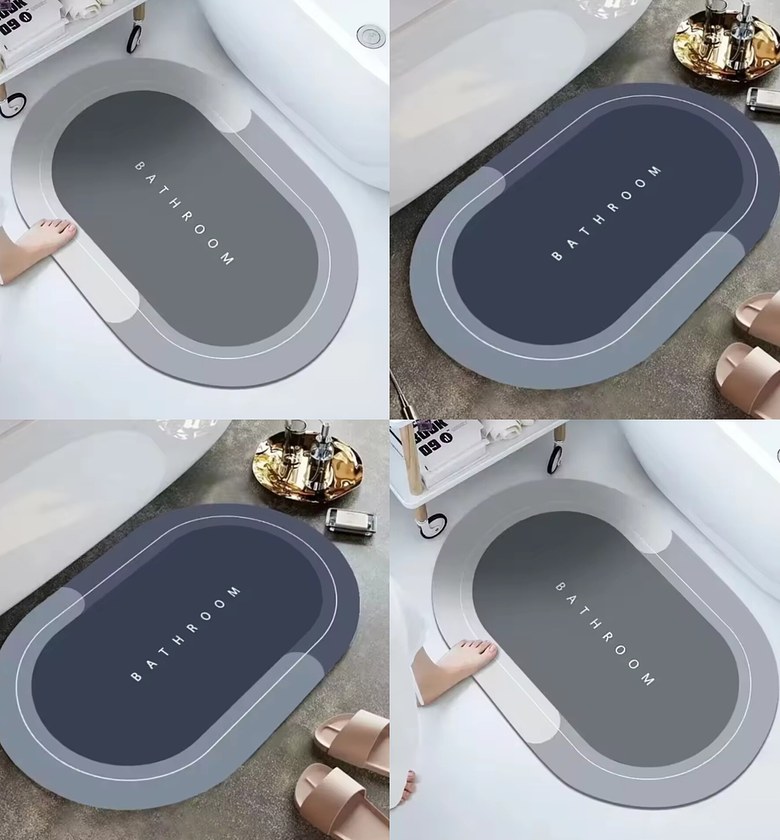 Instant Quick Dry Bathroom Mat Non Slip Absorbent Diatomite Bath Rug image
