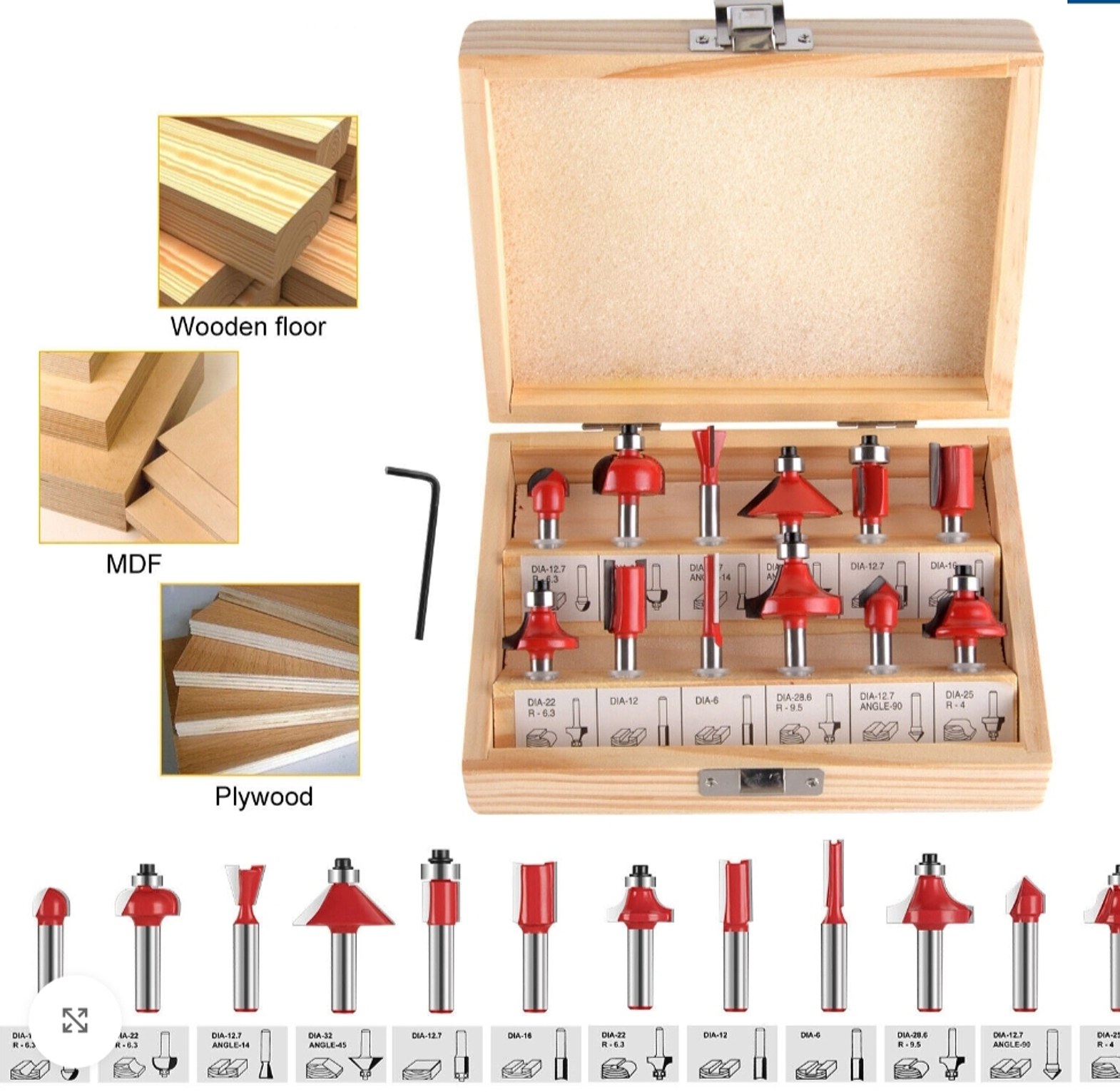 12 pieces router bits image