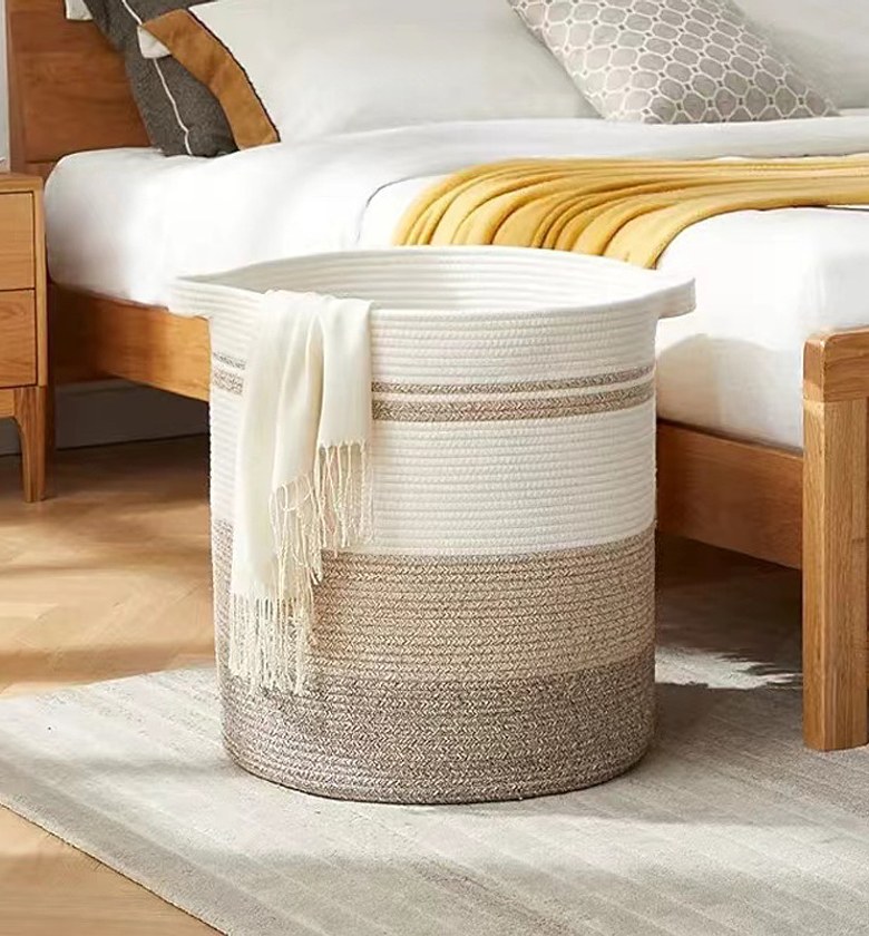 Large Handwoven Cotton Rope Laundry Basket image