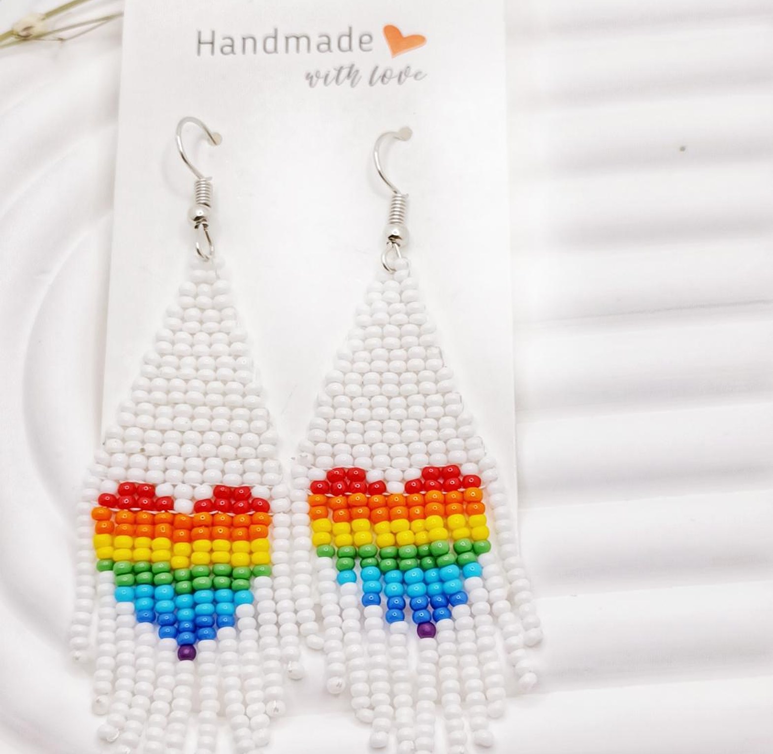 Stylish rainbow love shaped beads Earrings image