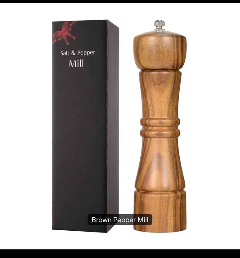 High-Quality Acacia Wood Manual Salt & Pepper Grinder Mills image