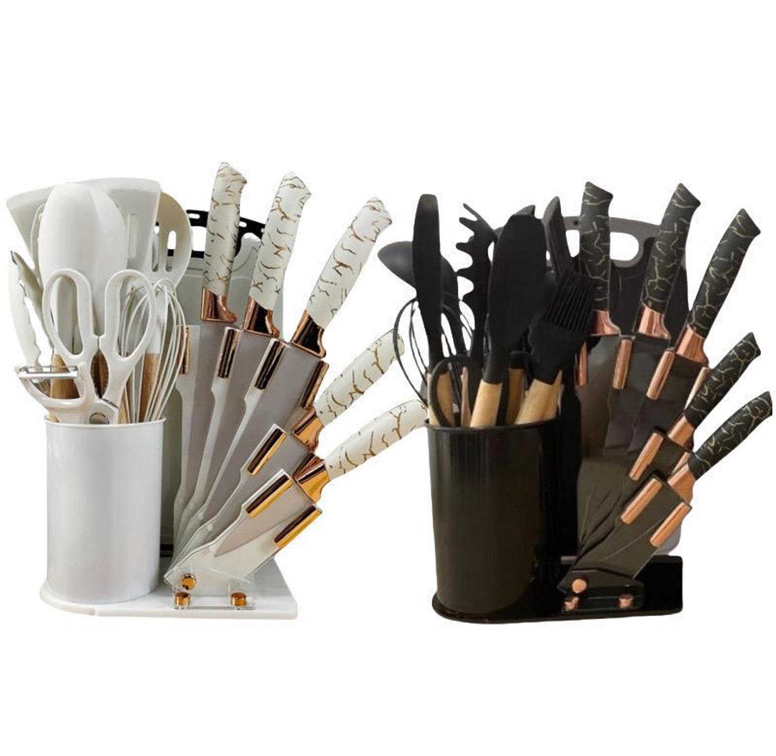 19pcs MARBLE heat resistant silicone cooking  kitchen spoon set  image