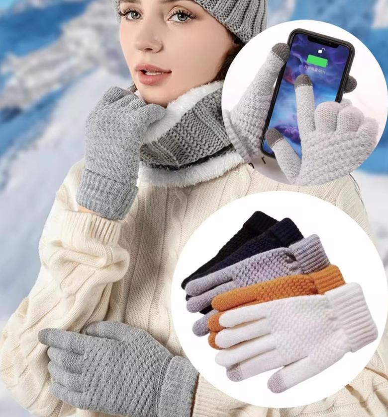 Pair of Warm Winter Gloves Thick Thermal Knit Unisex Cozy Hand Warmers for Cold Weather - Premium Quality Mittens image