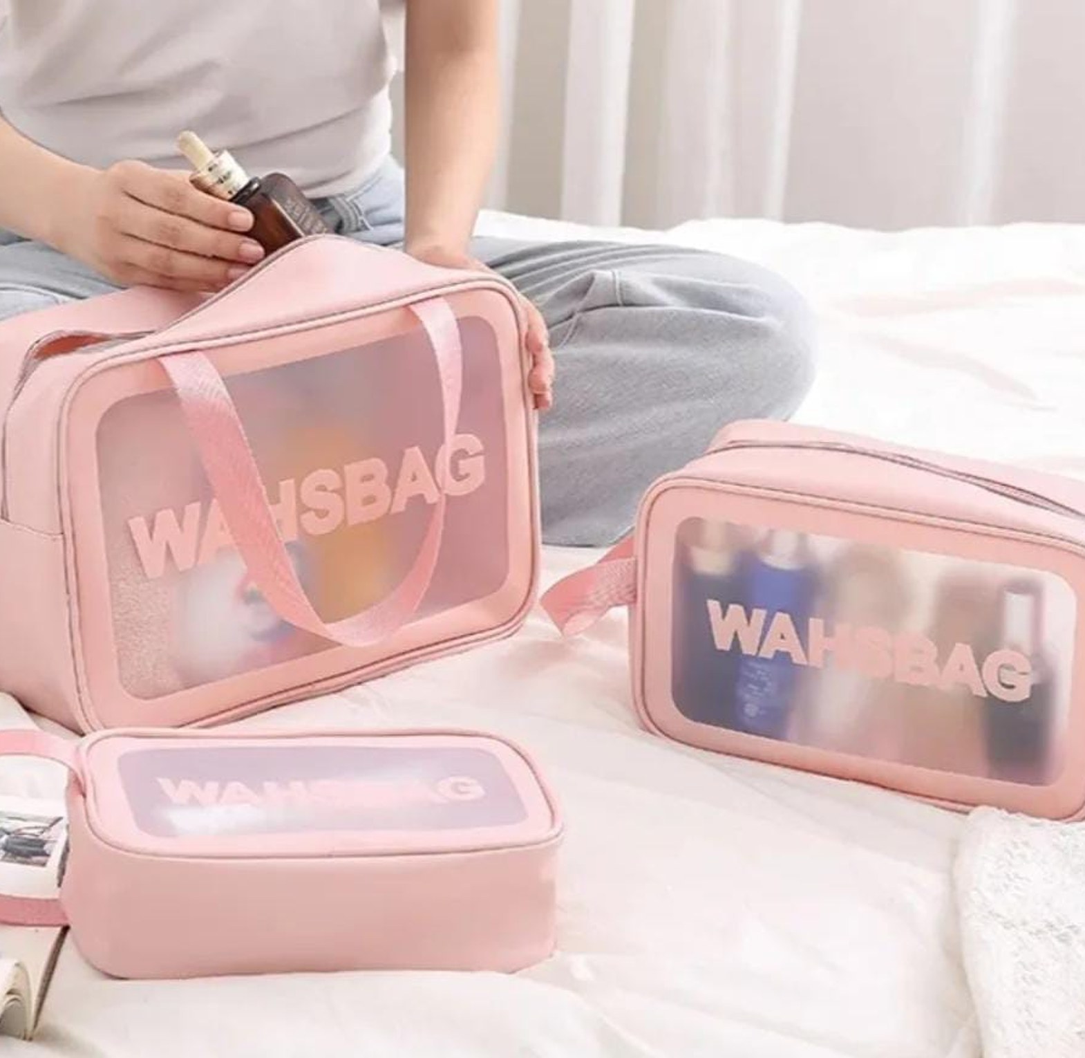 3 pcs cosmetic washbag/waterproof toiletries bag image