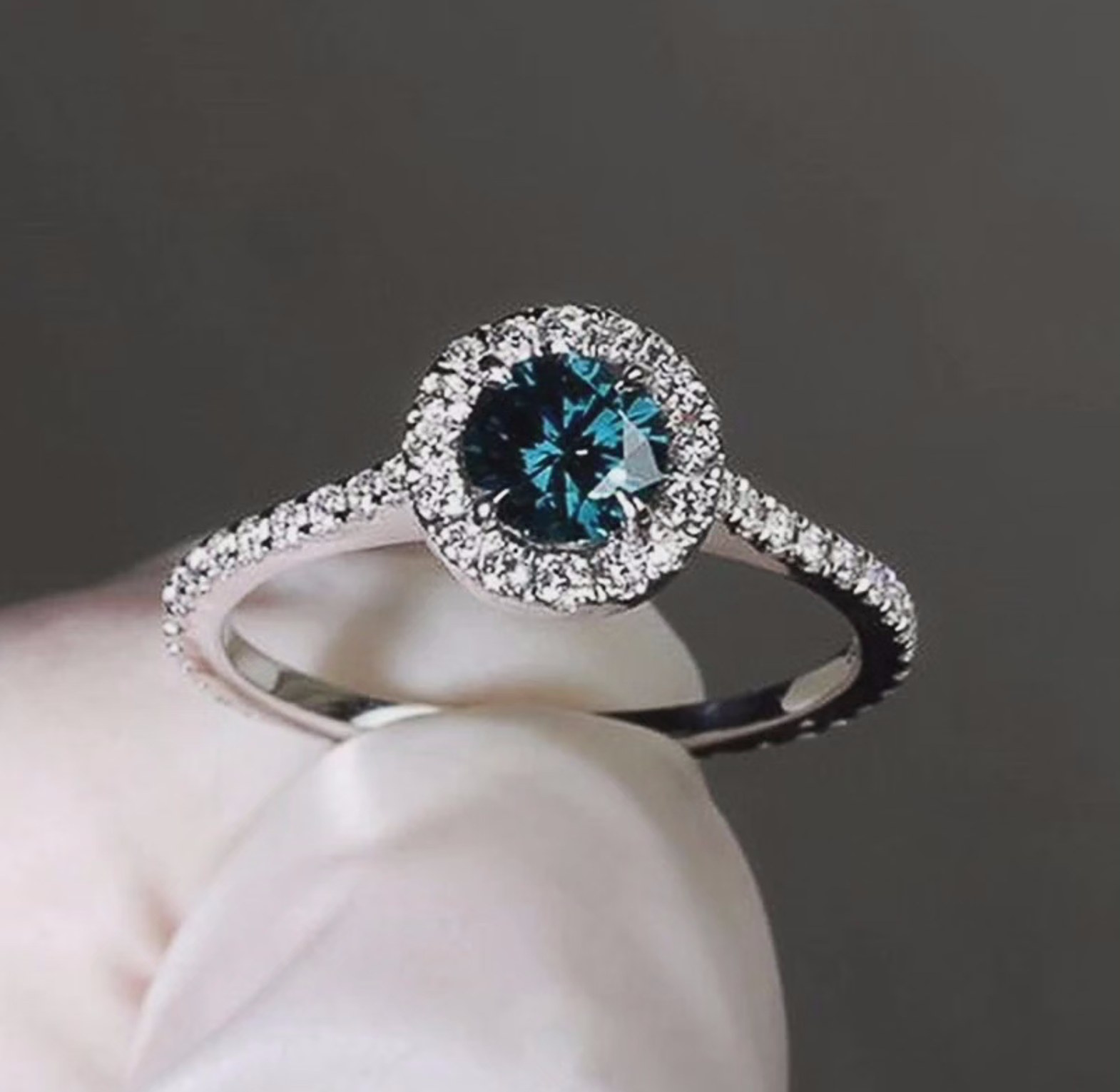 Cubic Zirconia hypoallergenic blue ring image