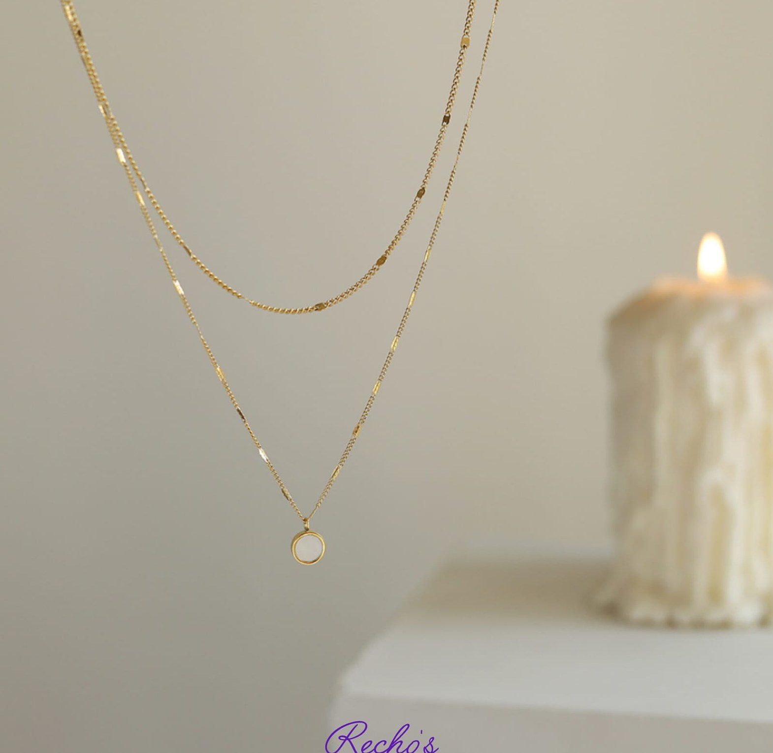 Round marble layered necklace image