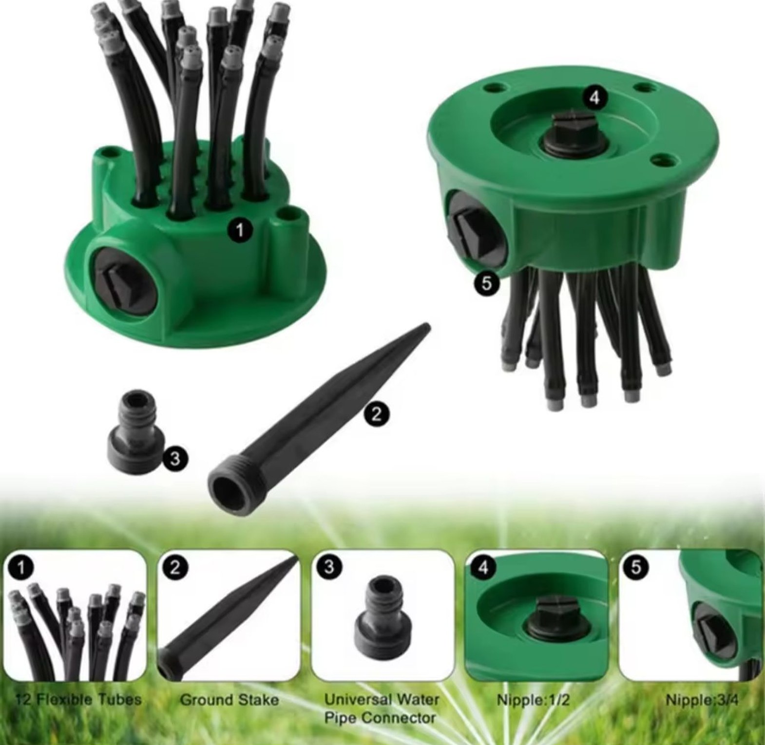 360 Degrees automatic Garden sprinkler for watering grass lawn rotary nozzle rotating sprinkler.   image